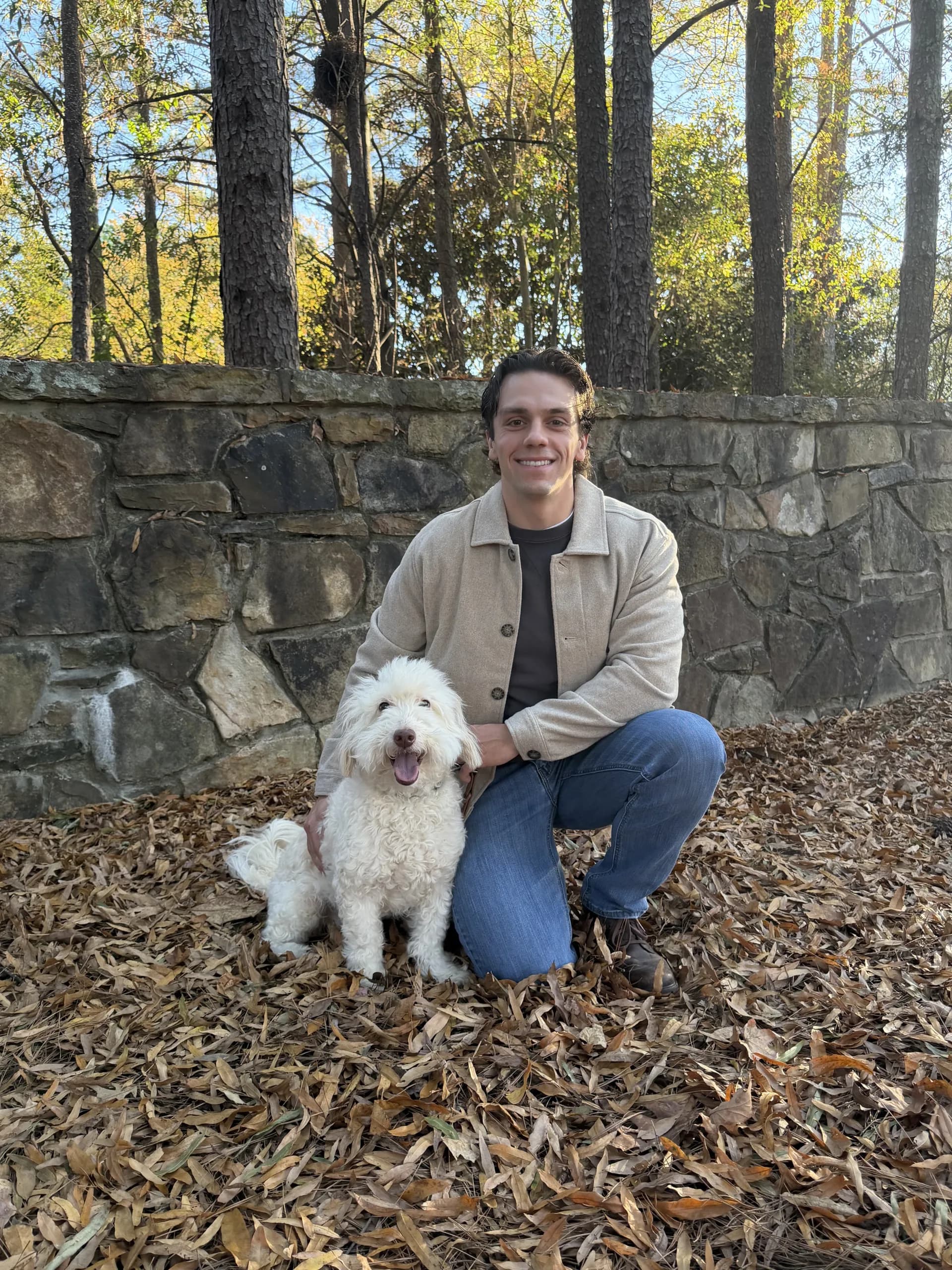 Sebastian Thomas with his dog